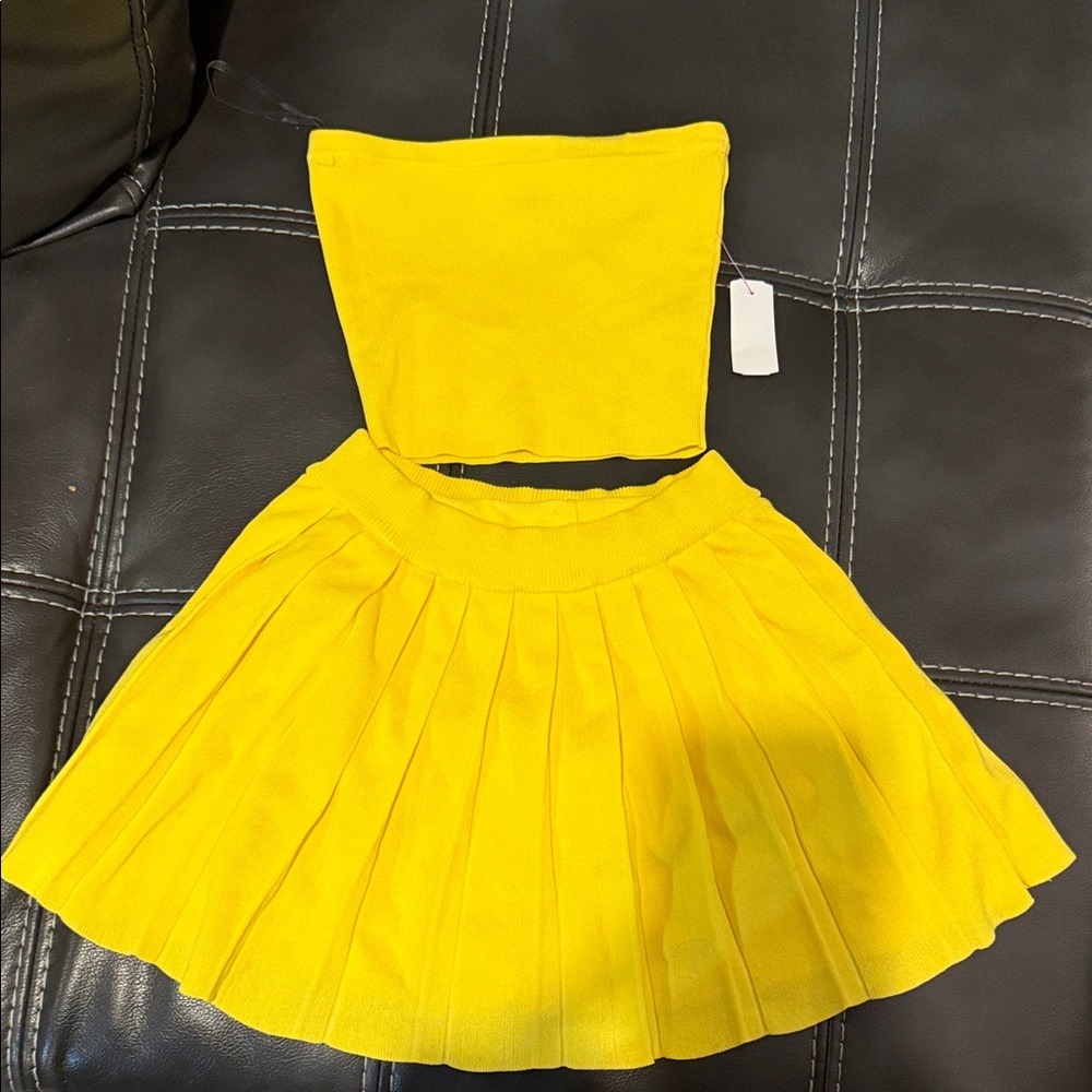 Yellow Two-Piece Skirt and Top Set